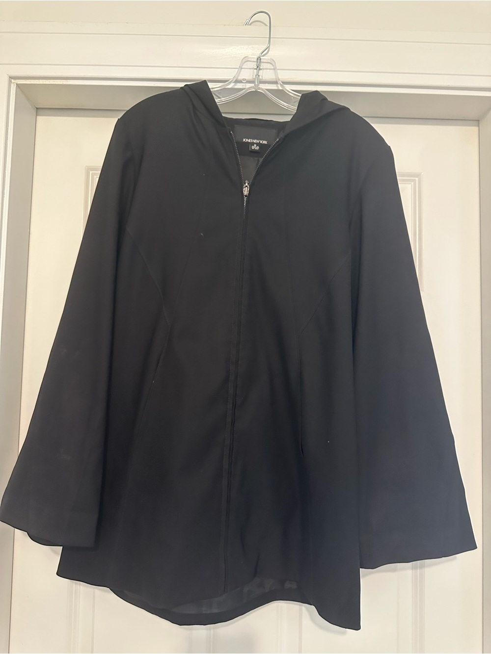 Jones New York Black Hooded Zip Jacket
